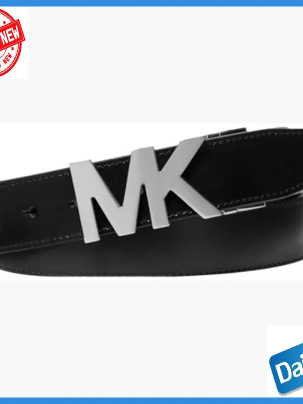 Reversible Leather Canvas Belt with Logo Buckle, Size 32
